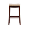 Linon Claridge 32" Backless Indoor Bar Stool, Dark Brown with Beige Faux Leather, Includes 1 Stool