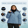 Wantdo Women'S plus Size Snow Jacket Waterproof Ski Coat Gray Blue M