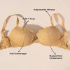 Deyllo Women'S Sexy Lace Push up Padded Plunge Add Cups Underwire Lift up Bra, Gold 36DD