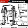 Mikolo Smith Machine Home Gym, 2200 Lbs Power Rack Cage with 800 Lbs Weight Bench and Cable Crossover System, Weight Bar, 360° Landmine, Home Gym