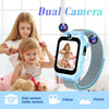 PTHTECHUS 1.54" Smart Watch for Boys Girls Smartwatch for Kids with Dual Camera Games Video MP3 Children Touch Screen Blue