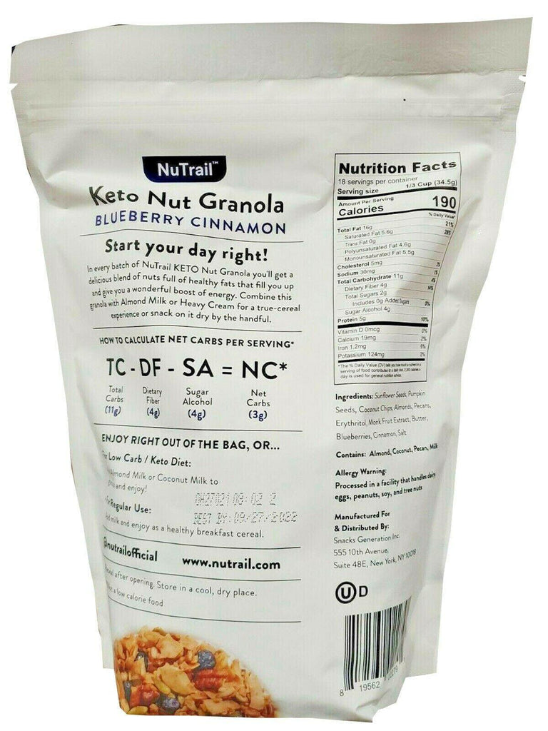 🔥 NUTRAIL KETO BLUEBERRY NUT GRANOLA HEALTHY BREAKFAST CEREAL LOW CARB SNACKS