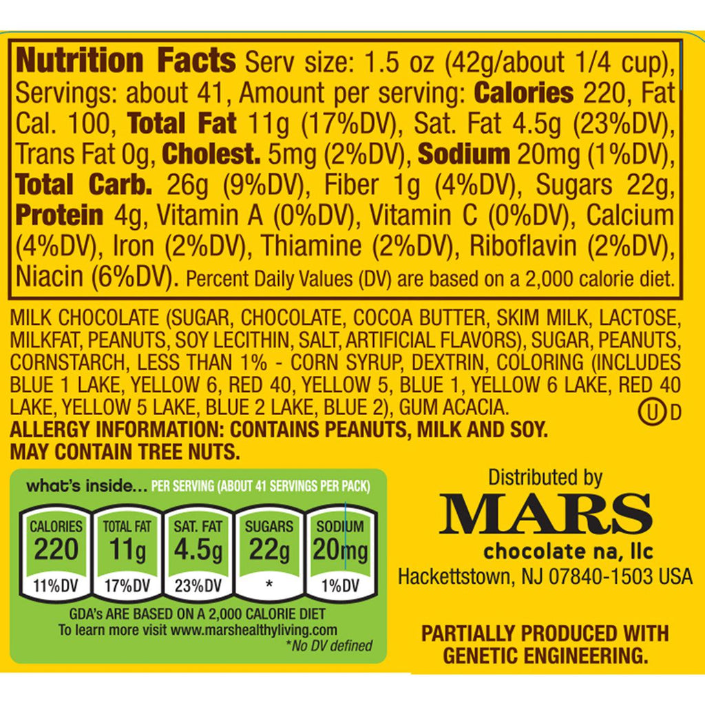 Mars M&M's Milk Chocolate Candies - 62 oz jar