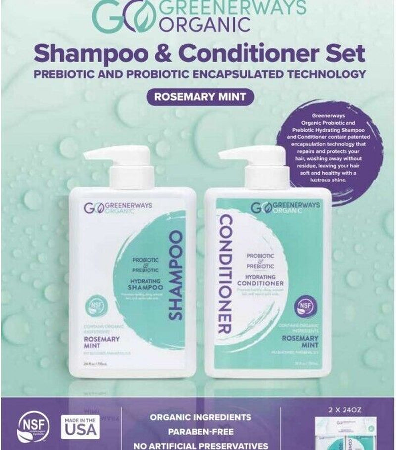 Go Greenerways Organic Probiotic Prebiotic Hydrating Shampoo & Conditioner Set