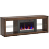 Bestier Modern Electric 7 Color LED Fireplace TV Stand for Tvs up to 70", Walnut