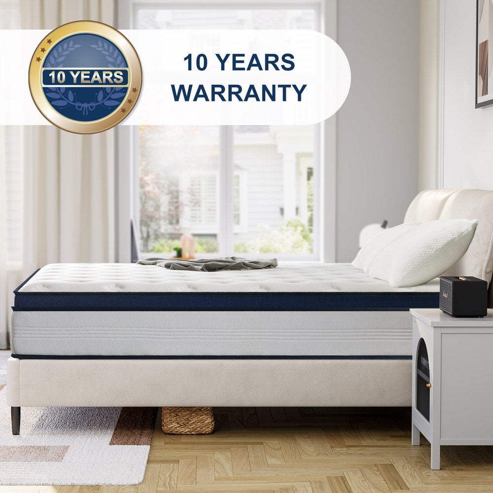 Queen Mattress 12" Madinog Medium Plush Innerspring Mattress Hybrid Pocket Spring Bed in a Box