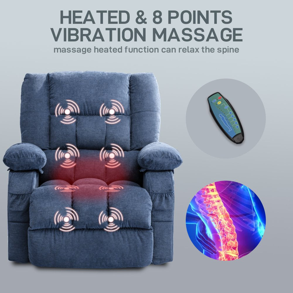 BOSMILLER Power Lift Recliner Chair Recliners for Elderly with Heat and Massage Recliner Chair for Living Room with Infinite Position and Side Pocket,Usb Charge Port,Blue