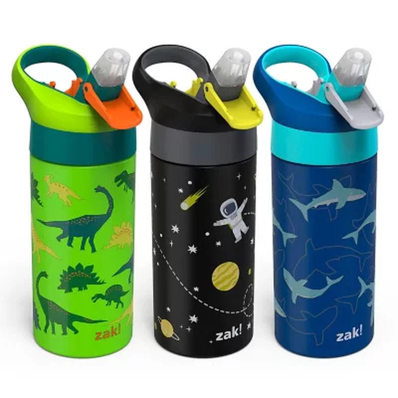 Zak Designs 15-oz. Water Bottle 3-Pack Set, Built-in Carry Handle, Silicone Spout, Mixed Girl