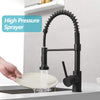 PHANCIR Kitchen Faucet with Pull down Sprayer, Commercial Spring Kitchen Sink Faucet Single Handle Pull Out Sink Faucets with Deck Plate Suit to 1 or 3 Holes Matte Black