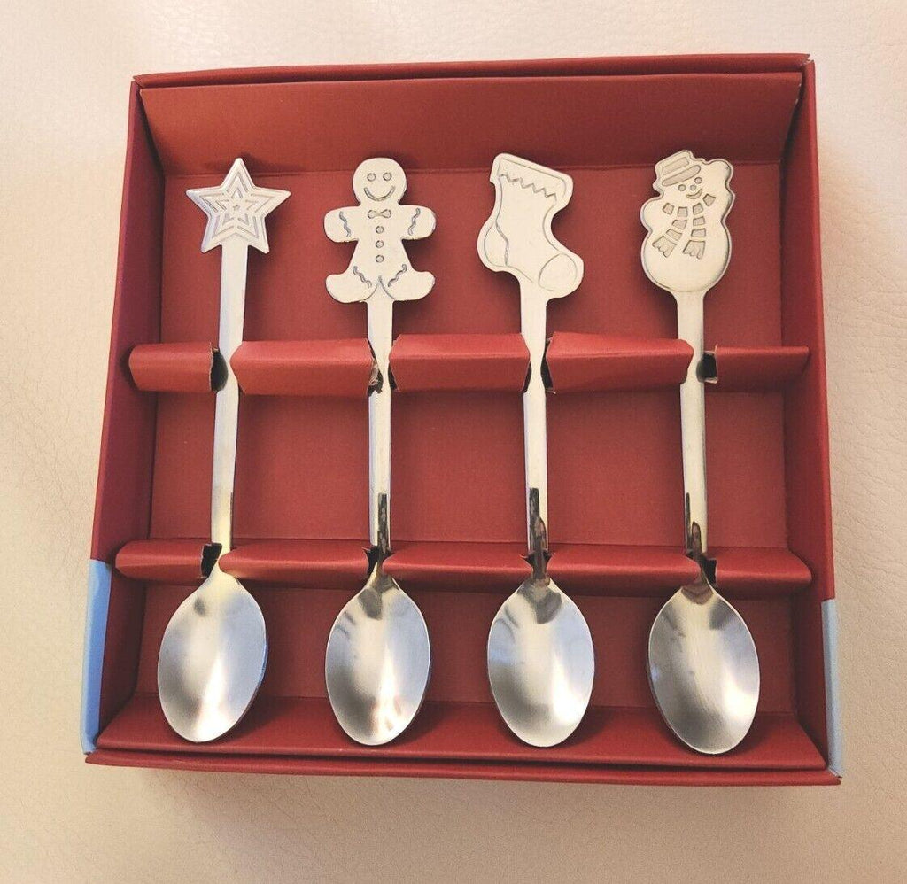 4 Pcs Christmas Stainless Steel Teaspoon Coffee Latte Tea Soda Spoon