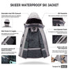 Skieer Women'S Waterproof Ski Jacket Windproof Rain Jacket Winter Warm Hooded Coat Grey Small