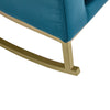 Modrn Glam Velvet Rocking Chair with Lumbar Pillow, Teal/Satin Brass