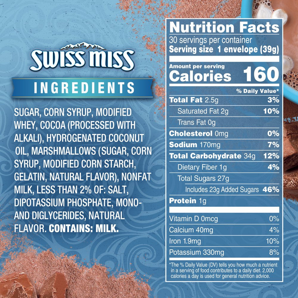 Swiss Miss Classics Hot Chocolate Mix with Marshmallows, 30 - 1.38 Oz Packets