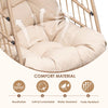 Nicesoul Rattan Swing Egg Chair Hanging Chair with Stand Beige 350 Lbs Capacity Metal Frame