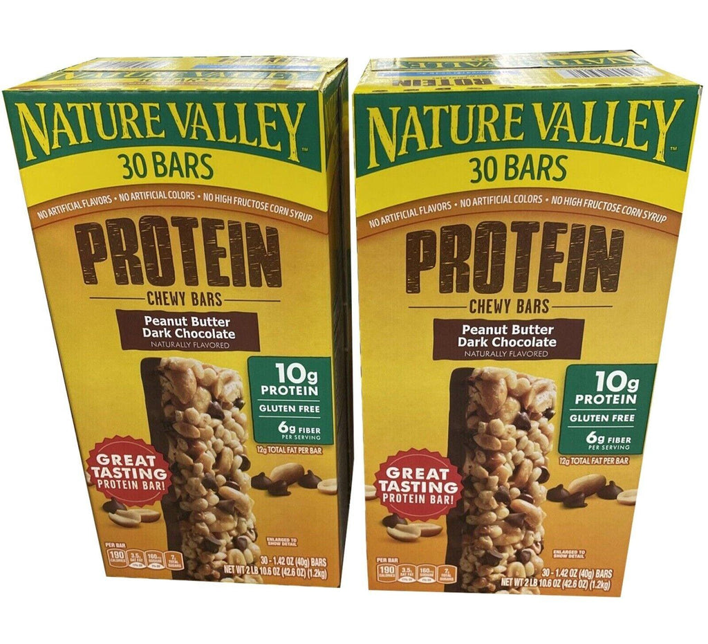 2 Packs Nature Valley Protein Chewy Bars Peanut Butter Dark Chocolate Box of 30