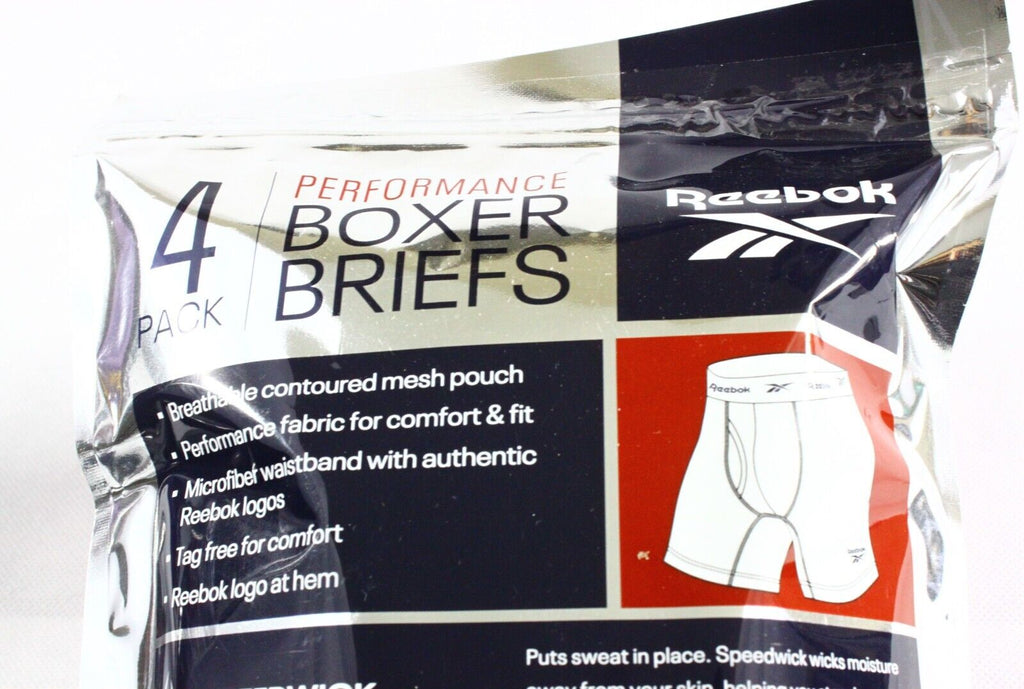 New! 4 Pack Reebok Men'S Stretch Performance Boxer Briefs Free Shipping S-2XL