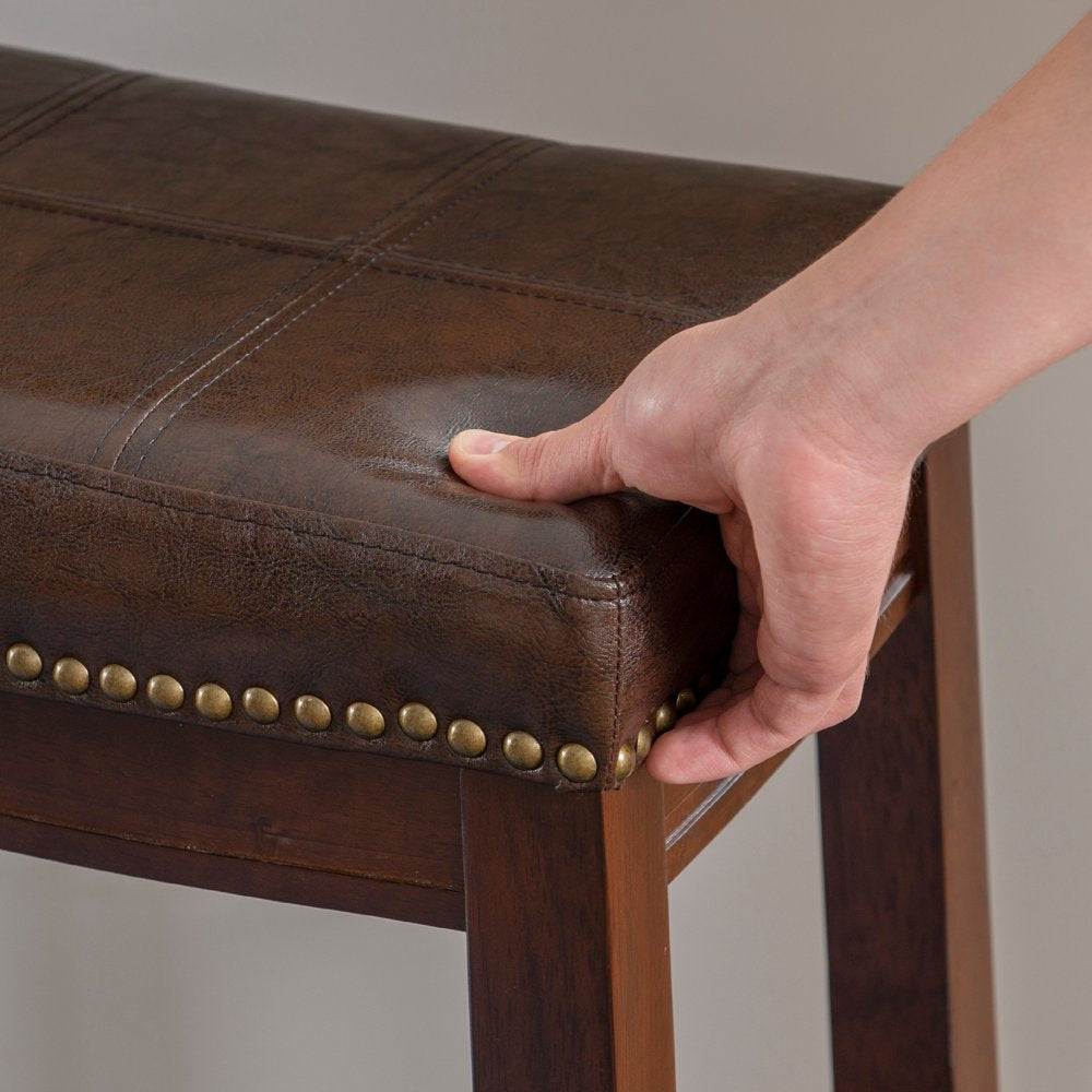 Linon Claridge 26" Backless Indoor Counter Stool, Dark Brown with Brown Faux Leather, Includes 1 Stool