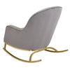 Modrn Glam Velvet Rocking Chair with Lumbar Pillow, Charcoal Grey/Satin Brass