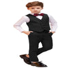 Visaccy Boys Suit 4PC Baby Suits Wedding Party Vest Suit Set Little Gentleman Waistcoat Prom Tuxedo Dress Suit Outerwear Party Vest+Shirt+Tie+Pants Outfits Clothes Set for Kids Black 2T