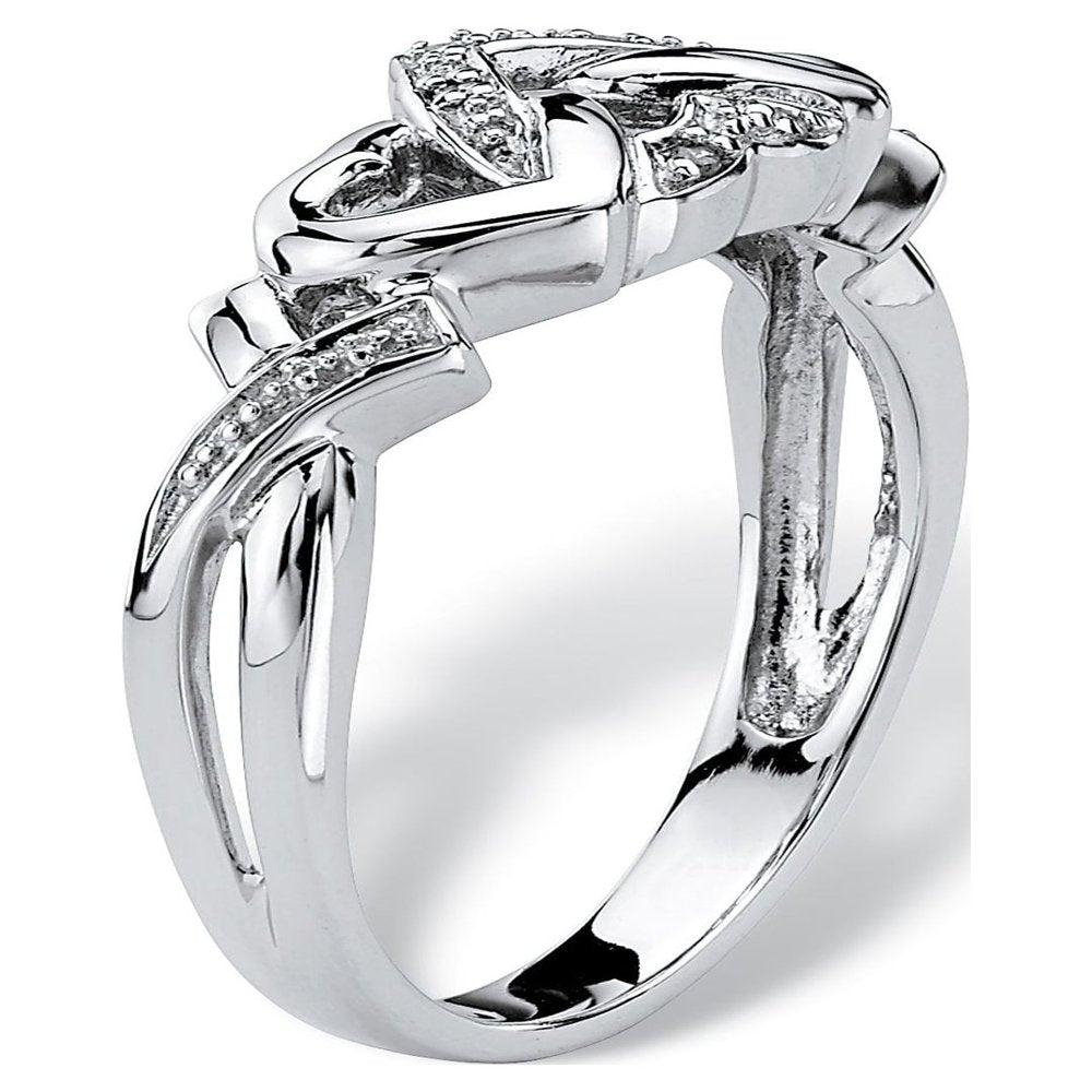 Diamond Accent Interlocking Hearts Promise Ring in Platinum over Sterling Silver