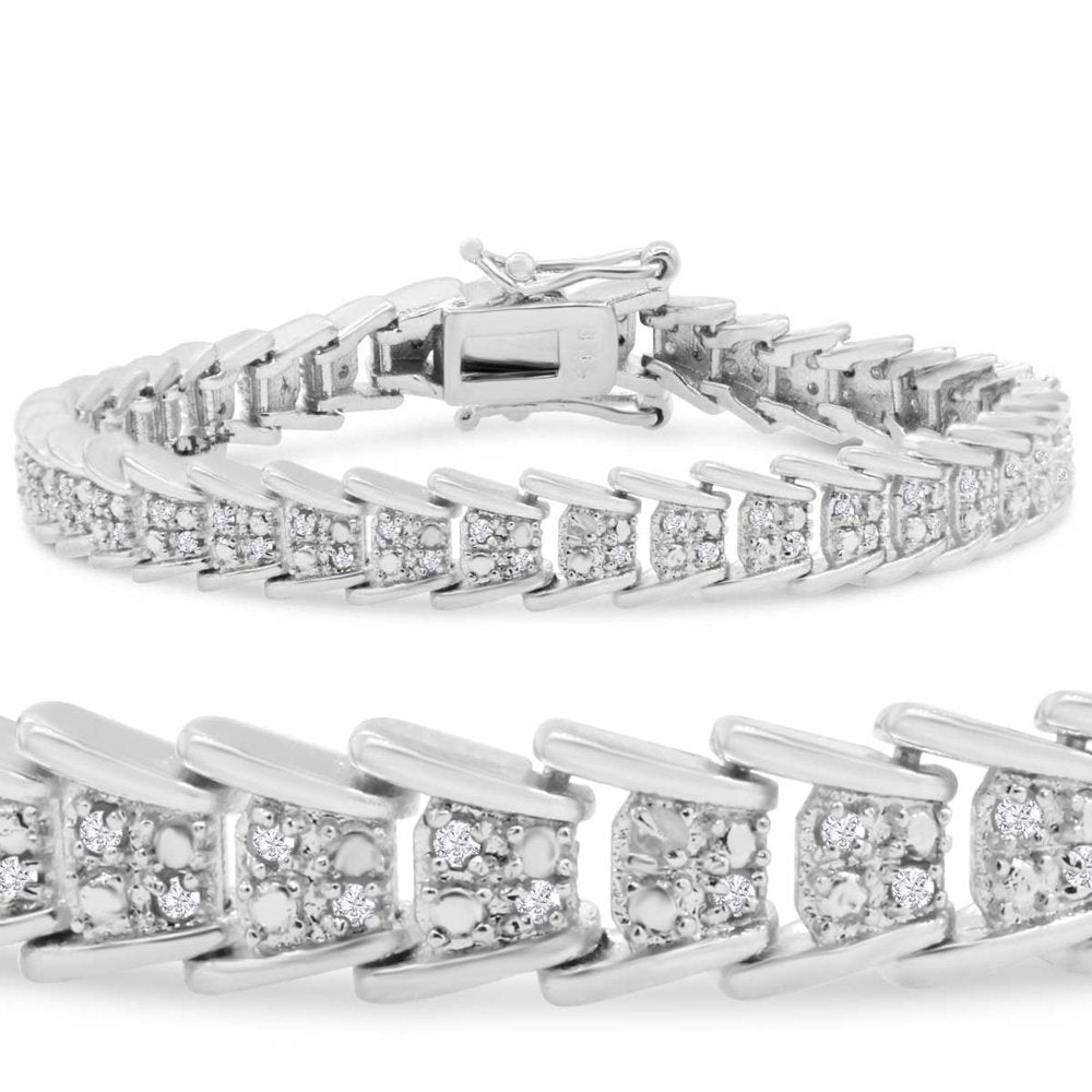 Superjeweler 1 Carat Diamond Bracelet in Platinum Overlay, 7 Inches for Women