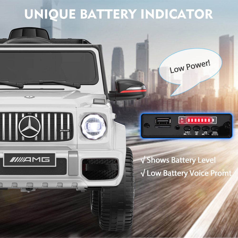 TOKTOO 24V 4WD Licensed Mercedes-Benz G63, Battery Powered Ride on Car W/ Remote, LED Light, Music Player-White