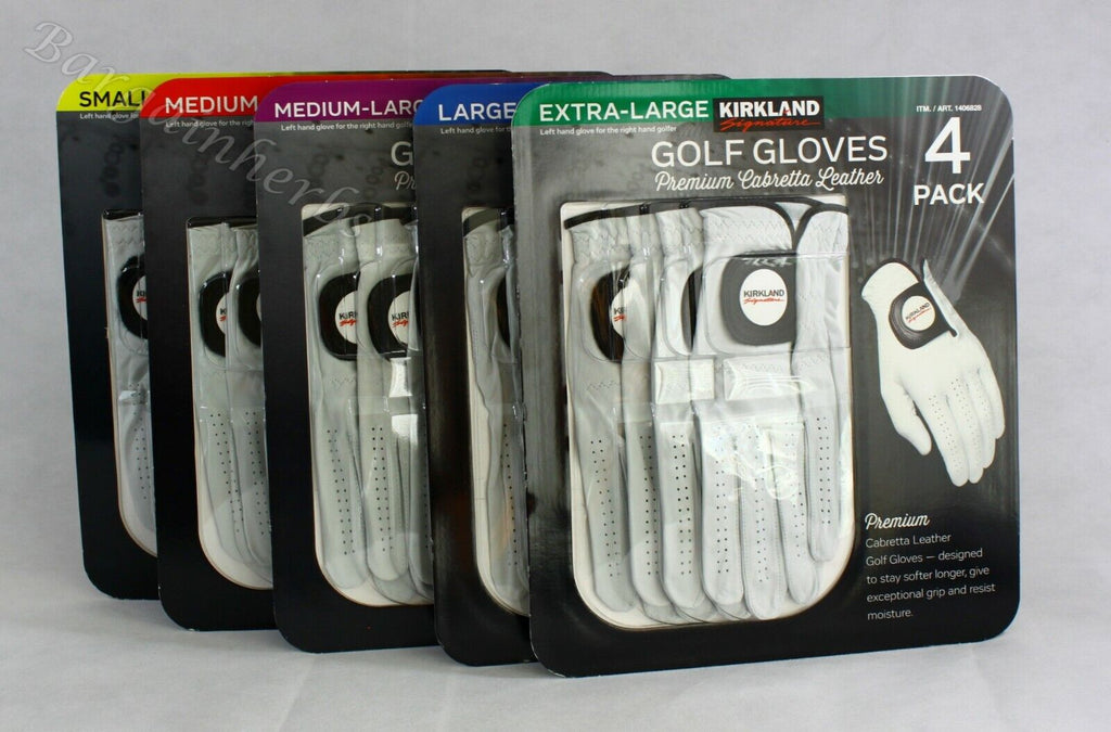 Kirkland Men'S Golf Gloves Premium Cabretta Leather 4 Pack Free Shipping S-XL