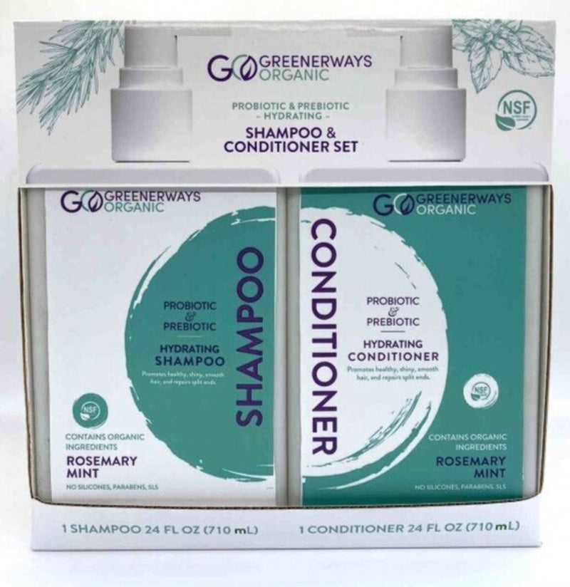 Go Greenerways Organic Probiotic Prebiotic Hydrating Shampoo & Conditioner Set