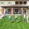 Gymax 5-In-1 Kids Swing Set for Outdoor W/ Heavy Duty Frame Basketball Hoop & Climbing Ladder