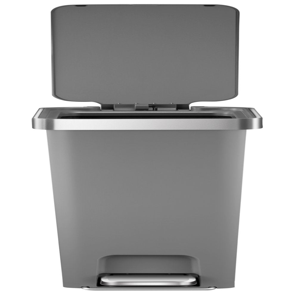 Better Homes & Gardens 10.5 Gallon Trash Can, Plastic Slim Step on Kitchen Trash Can, Gray