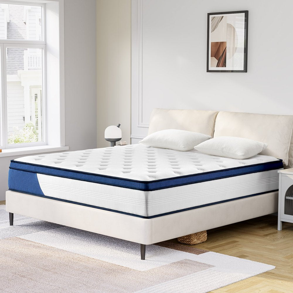 Queen Mattress 12" Madinog Medium Plush Innerspring Mattress Hybrid Pocket Spring Bed in a Box