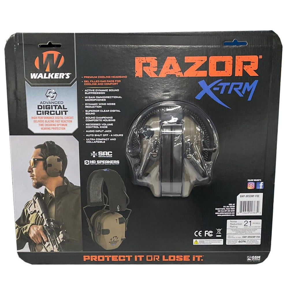 Walkers Razor X-TRM Electronic Low Profile Digital Muff Ear Protection HD SOUND