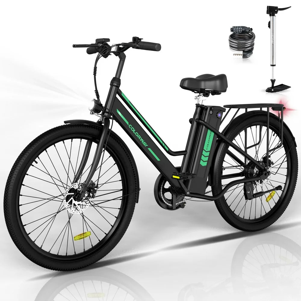 COLORWAY 26" Electric Bike for Woman, 500W Powerful Motor, 36V 12AH Removable Battery E Bike, , Max. Speed 19.9MPH Electric Bicycle