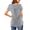 Amoretu Womens Short Sleeve Tunic Button up Tshirts Soft Blouses Tops (Grey, S)