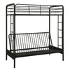 DHP Sammie Twin over Futon Metal Bunk Bed, Black