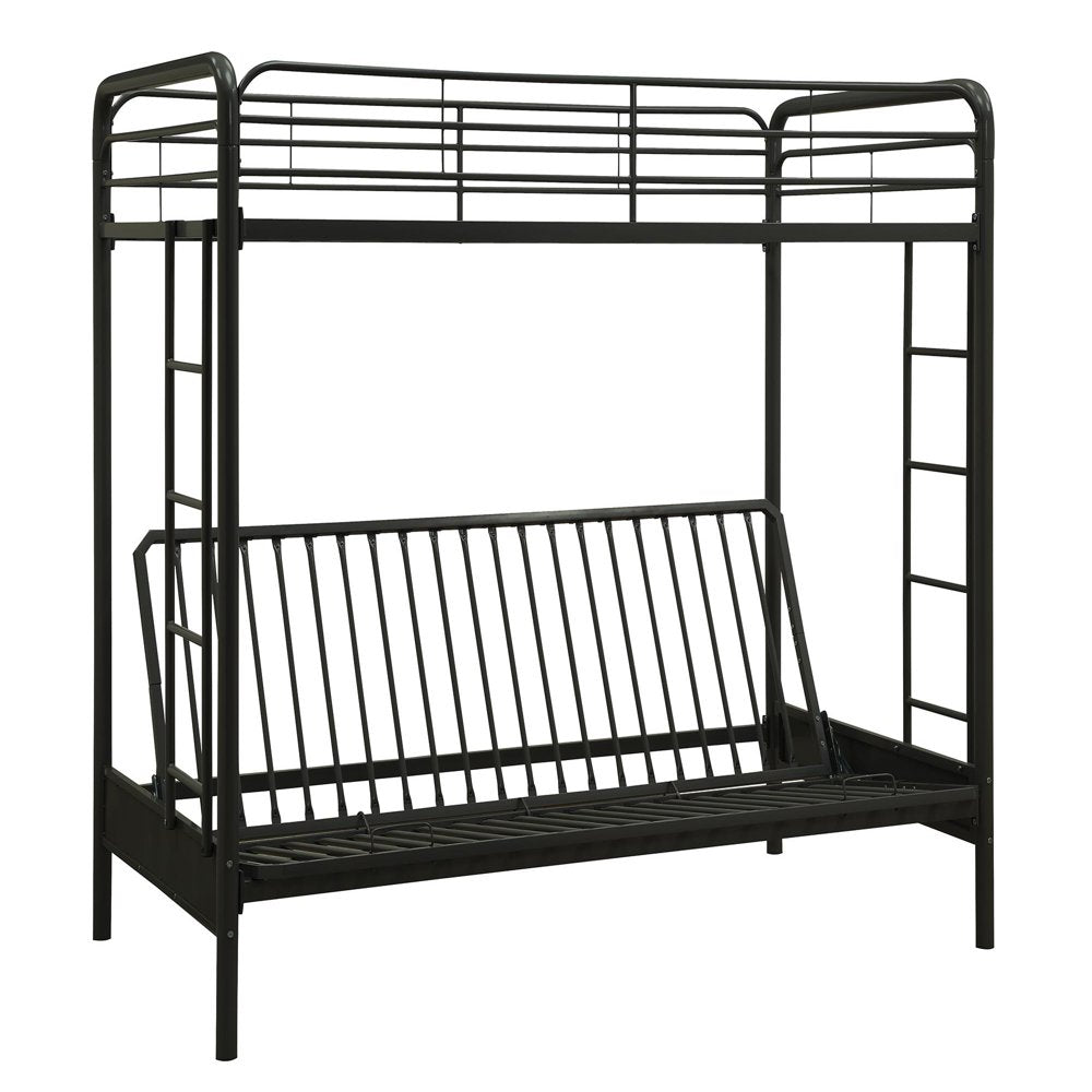 DHP Sammie Twin over Futon Metal Bunk Bed, Black