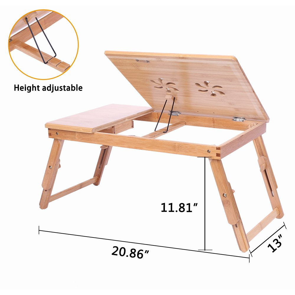 Zimtown Nature Bamboo Folding Laptop Computer Notebook Table Bed Desk Tray Stand