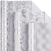 Silver Wrapping Paper Roll - Mini Roll - Floral/ Bellflower/ Plaid for Wedding, Bridal Shower, Birthday - 17 X 120 Inches - 3 Rolls (42.5 Sq.Ft.Ttl.)