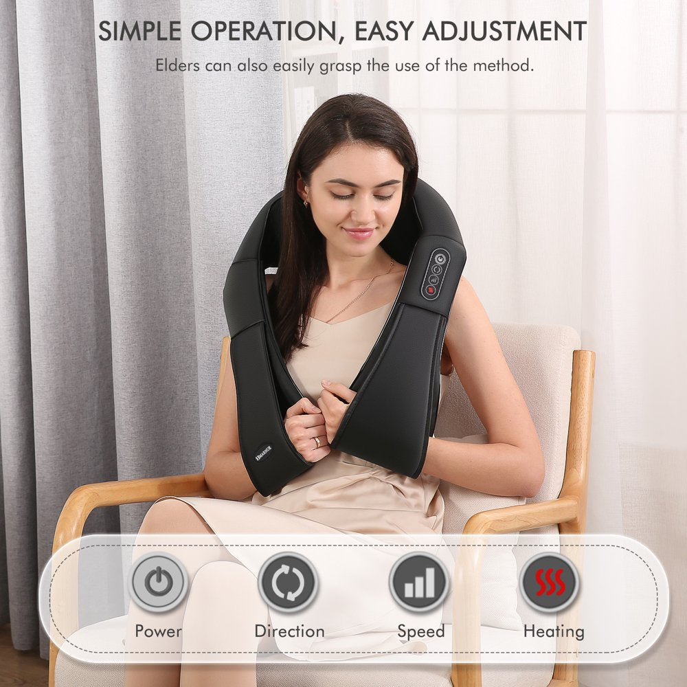 MARNUR Neck and Shoulder Massager, 3D Deep Tissue Kneading Shiatsu Massager with Heat