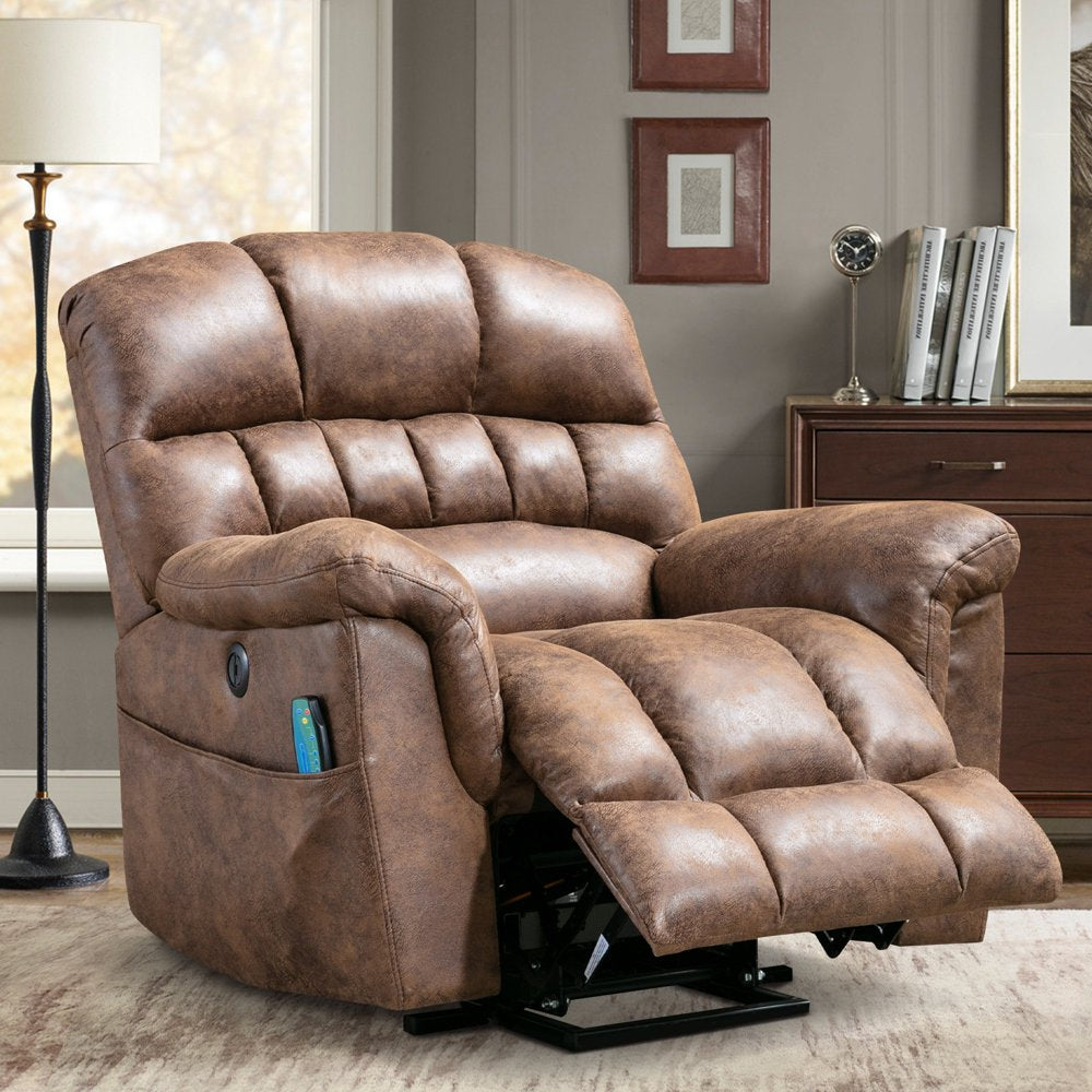 Bonzyhome Large Power Lift Chair Recliner for Elderly, Heavy Duty Electric Lift Recliner with Massage,For Tall Men, Brown