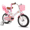 JOYSTAR Little Daisy 14 Inch Kids Bike for 3 4 5 Years Girls with Handbrake Children Princess Bicycle with Training Wheels Basket Streamer Toddler Cycle Bikes White