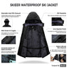 Skieer Women'S Waterproof Ski Jacket Windproof Rain Jacket Winter Warm Hooded Coat Black Large