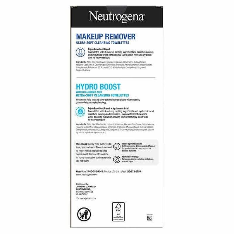 Neutrogena Makeup Remover & Hydro Boost Ultra-Soft Cleansing Towelettes