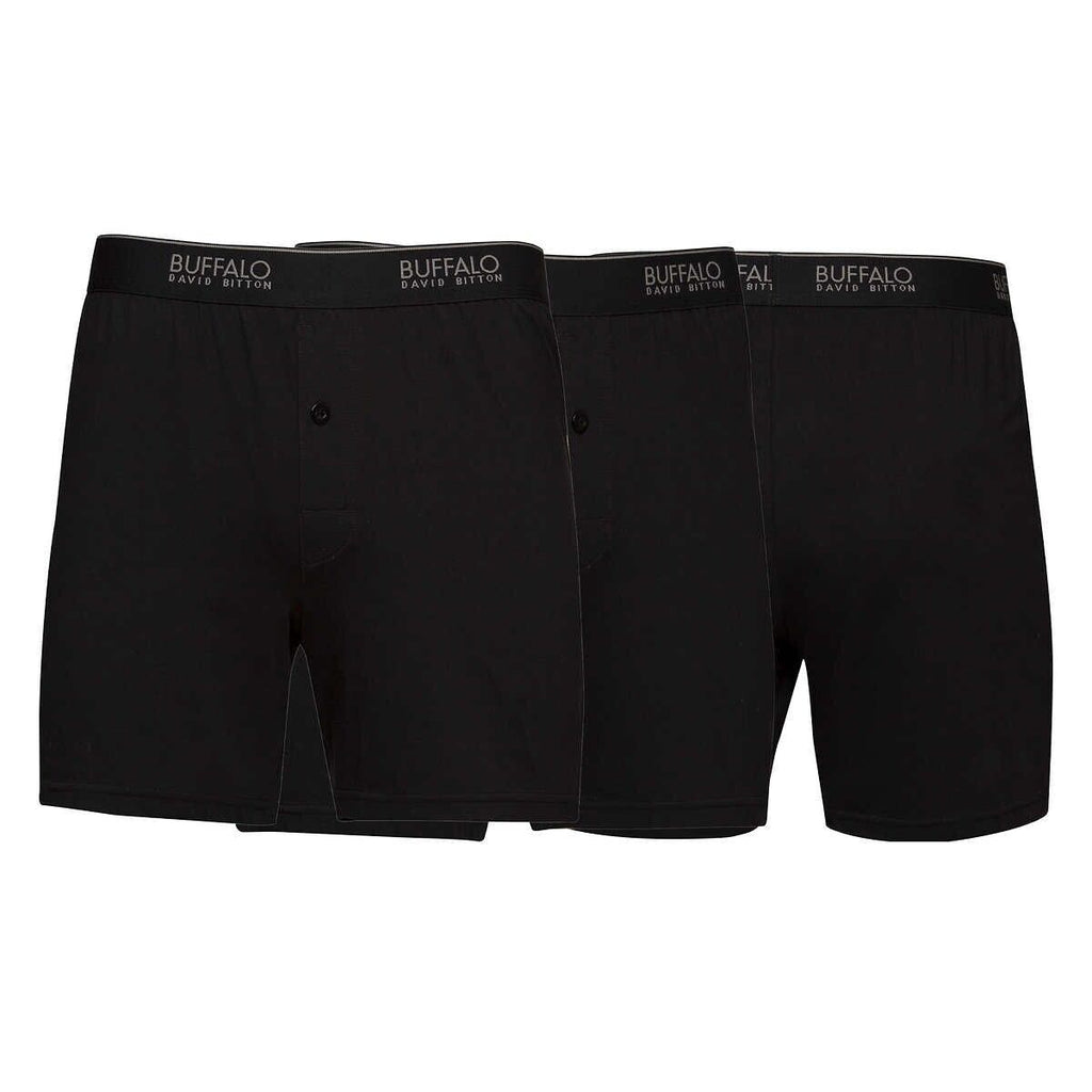 Buffalo David Bitton Men'S Knit Boxers Black or Blue 3-Pack New Free Shipping