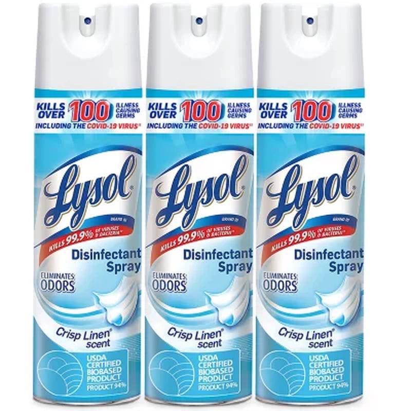 Lysol Disinfectant Spray, Crisp Linen Scent (19 Oz., 3 Pk.)