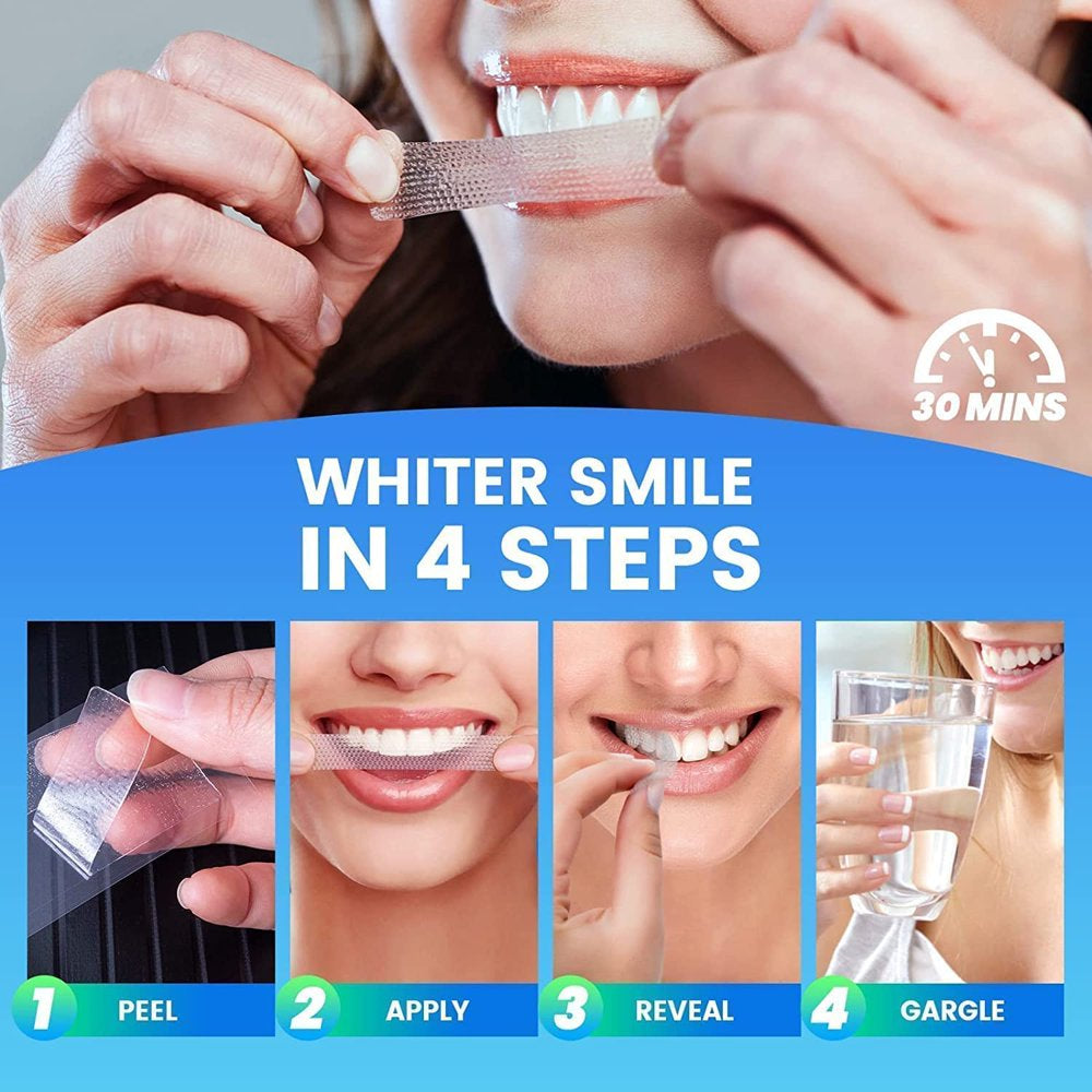 5D Teeth Whitening Strips, 56 Pcs Safe and Effective Teeth Whitening Kit, Whitestrips Reduced Teeth Sensitivity and Help to Remove Smoking Coffee Wine Stain, 28 Treatments