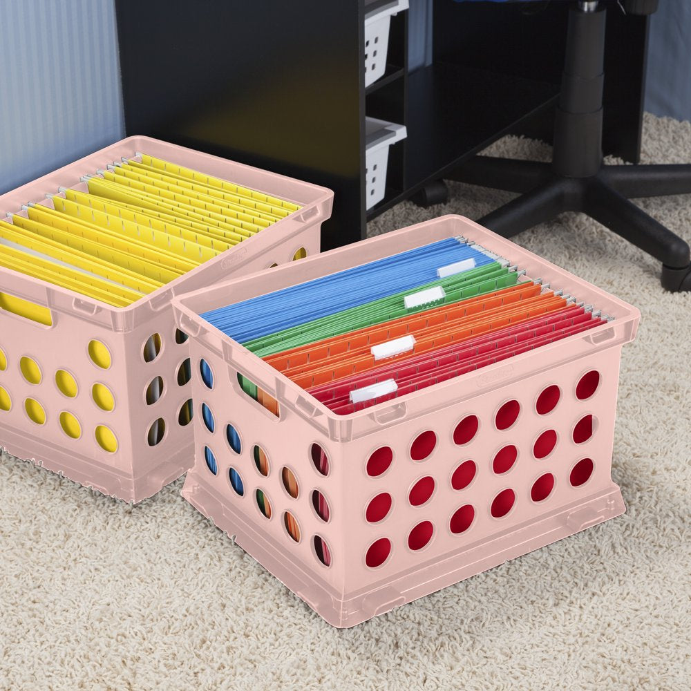 Sterilite File Crate Plastic, Blush Pink