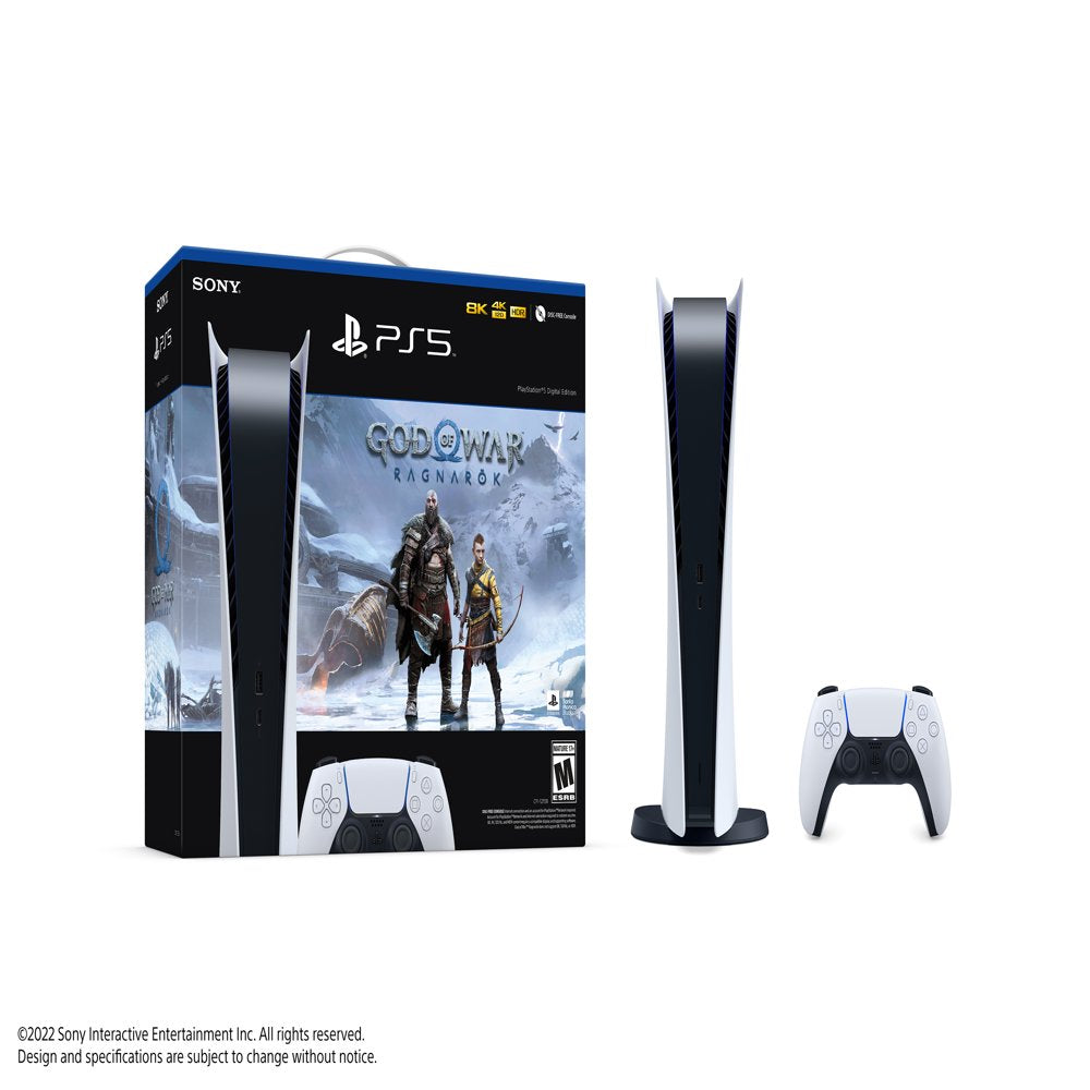 Playstation 5 Digital Edition God of War Ragnarok Bundle + Playstation 5 Dualsense Wireless Controller – Gray Camouflage