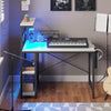 Bestier Reversible 44 Inch Computer Desk with LED Lights Gaming Desk with 4 Tier Shelves Grey