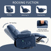 JONPONY Massage Rocker Recliner Chair with Vibration Massage and Heat Ergonomic Lounge Chair for Living Room with Rocking Function and Side Pocket, 2 Cup Holders, USB Charge Port,Blue